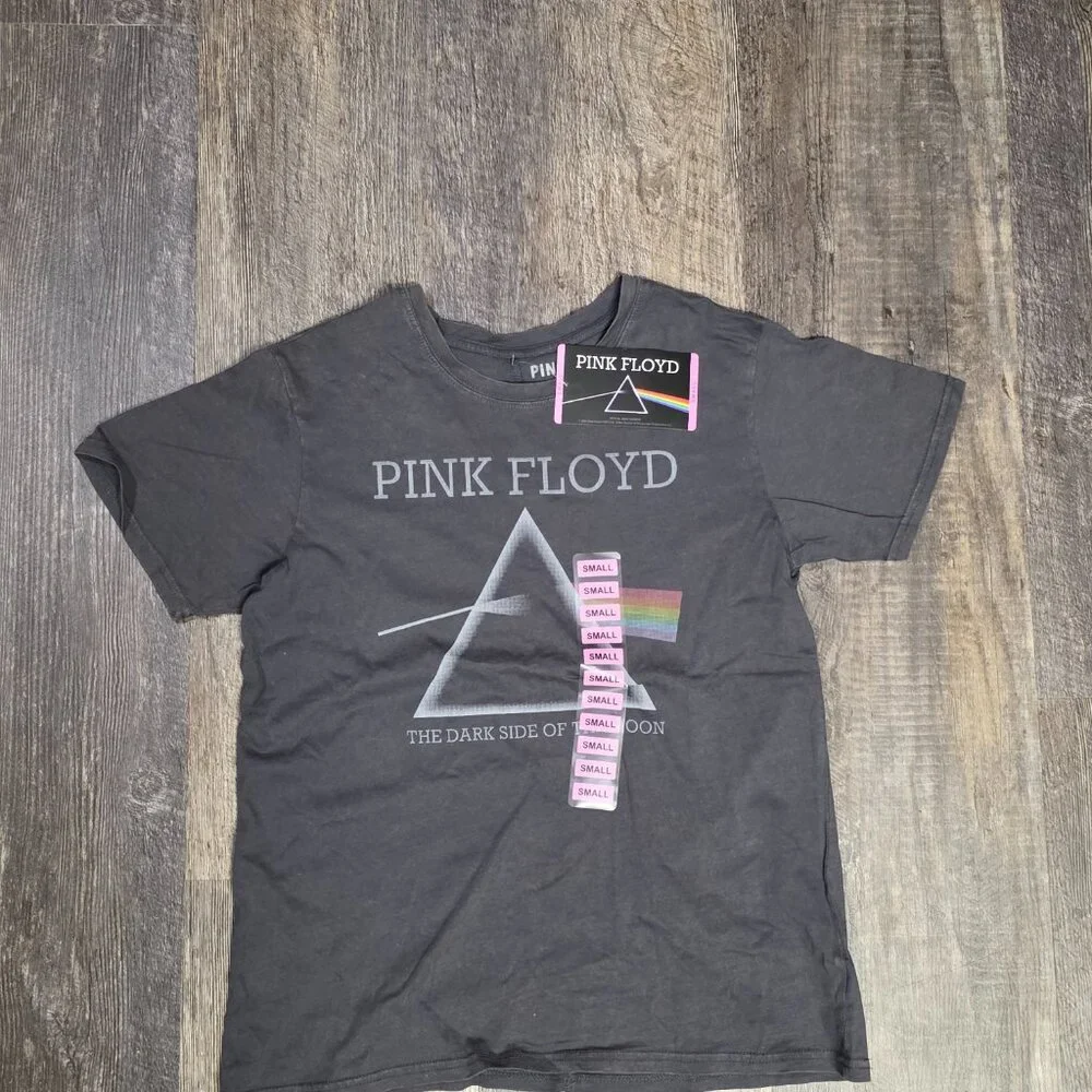 Pink Floyd Dark Side of the Moon Shirt Ladies Grey Vintage Wash Band Tee S/M - Picture 3 of 8